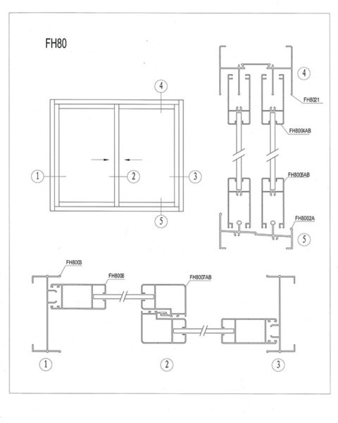 HS80 Sliding window assembling drawing