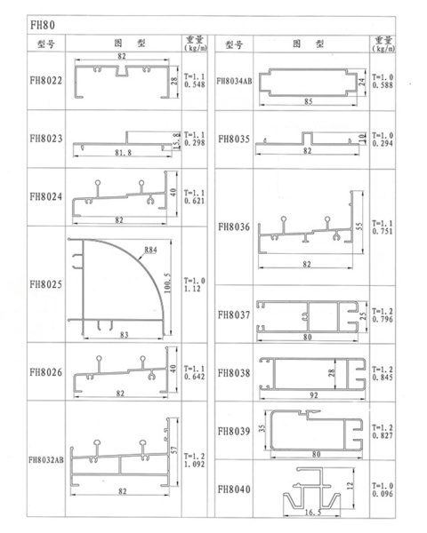 HS80 sliding window profile drawing 2