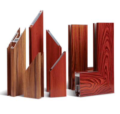 Wood grain effect aluminum profile