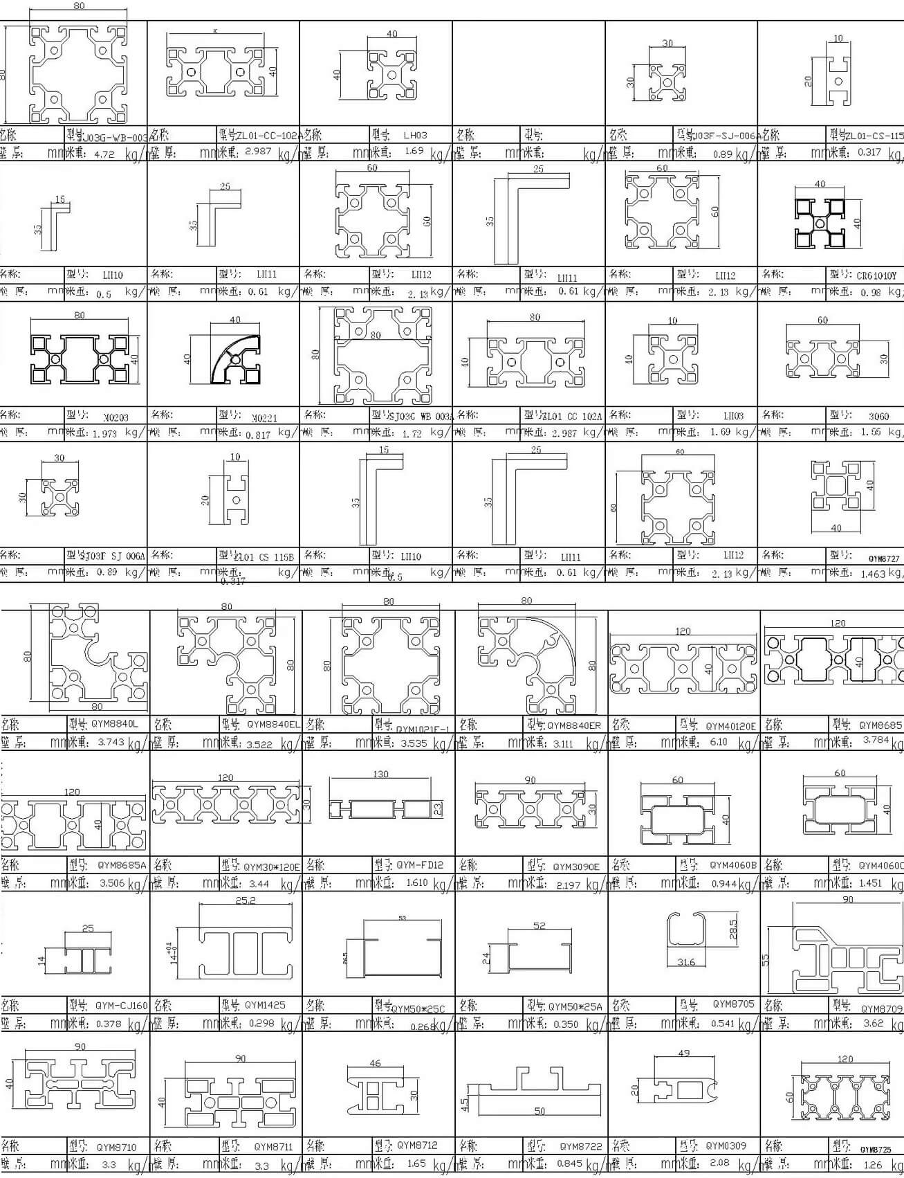 T slot aluminum profile drawings